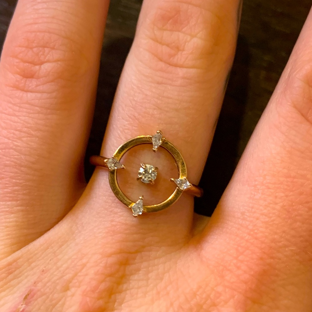 Swarovski® North Design Glass Ring, Rose Gold- 8